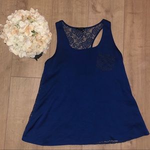 Timing Blue Lace Back Top